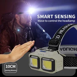 Powerful Led Headlamp Headlight Sensor Head Lamp Built-in Battery Flashlight USB Rechargeable Head Torch Four-level Dimming