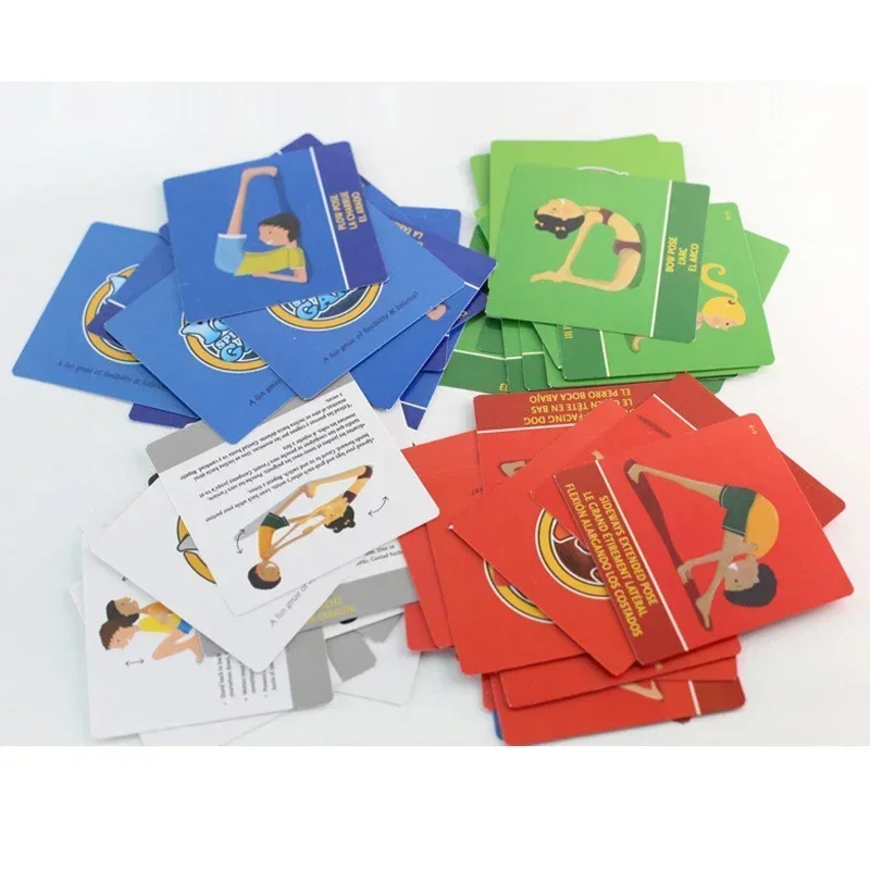 54 Uds. Tarjetas de Posa de Yoga, juguetes divertidos, juego de Yoga familiar de flexibilidad y equilibrio para niños, regalo educativo de percepción Visual