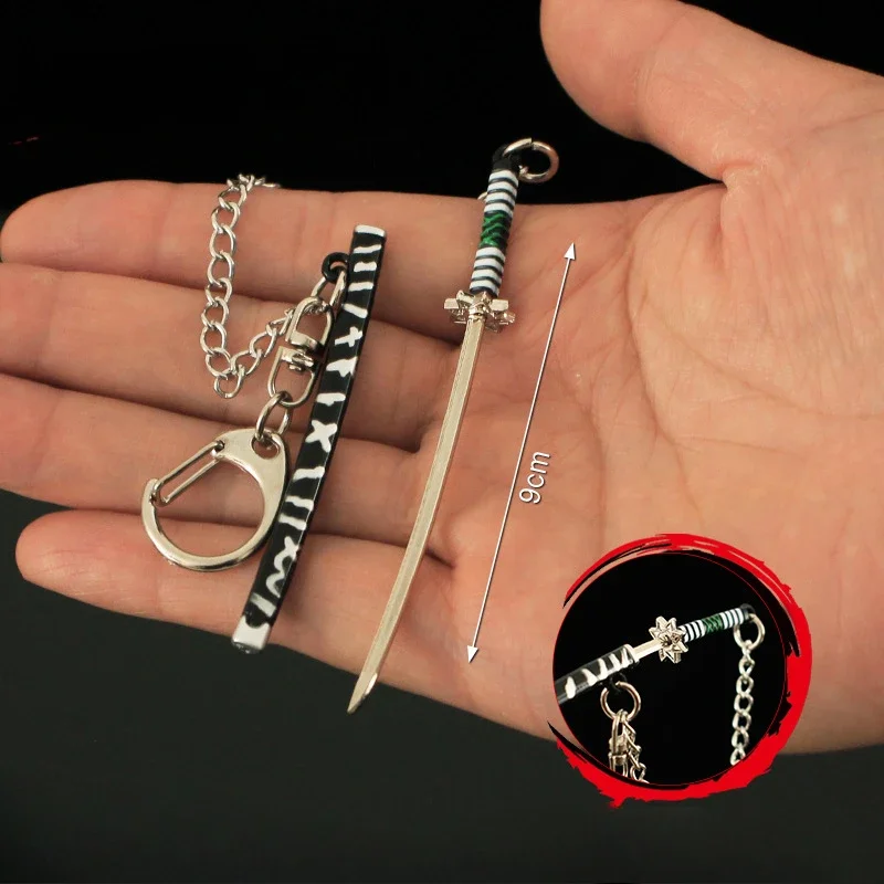 9cm Anime Weapon Slayer Merchandise Wind Pillar Tanjiro's Nichirin Blade Metal Keychain Samurai Prop Ornament Birthday Gift Toys