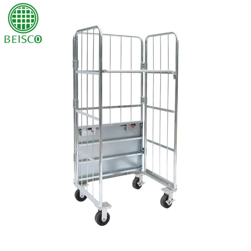 custom.500kg Supermarket Warehouse  Foldable Wire Roll Container Cage Trolley