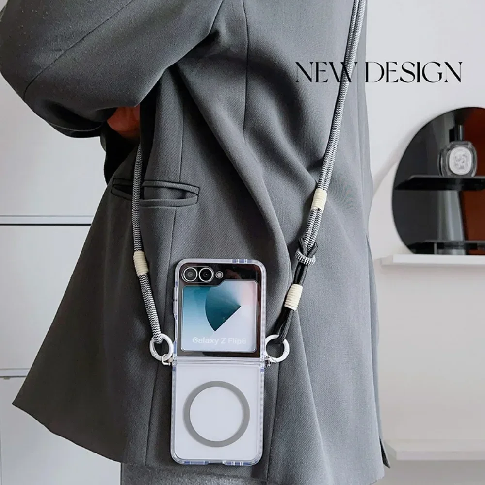Magsafe Magnetisches Crossbody-Lanyard-Handyhülle für Samsung Galaxy Z Flip 8 7 fe 6 5 4 3 Flip7 Flip8 Flip7 Transparente Hülle – Detail 14