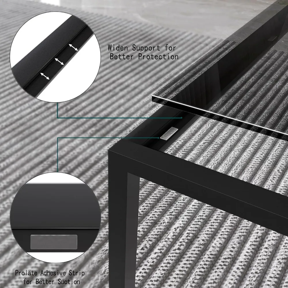 طاولة قهوة زجاجية مربعة حديثة لغرف المعيشة الصغيرة - سطح من الزجاج المقسى بإطار معدني، مثالية لجانب الأريكة