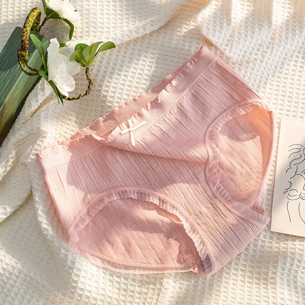 Женское нижнее белье со средней талией, кружевные треугольные брюки для девочек, нижнее белье, сексуальные популярные удобные трусики, бесшовные плавки, однотонные трусы