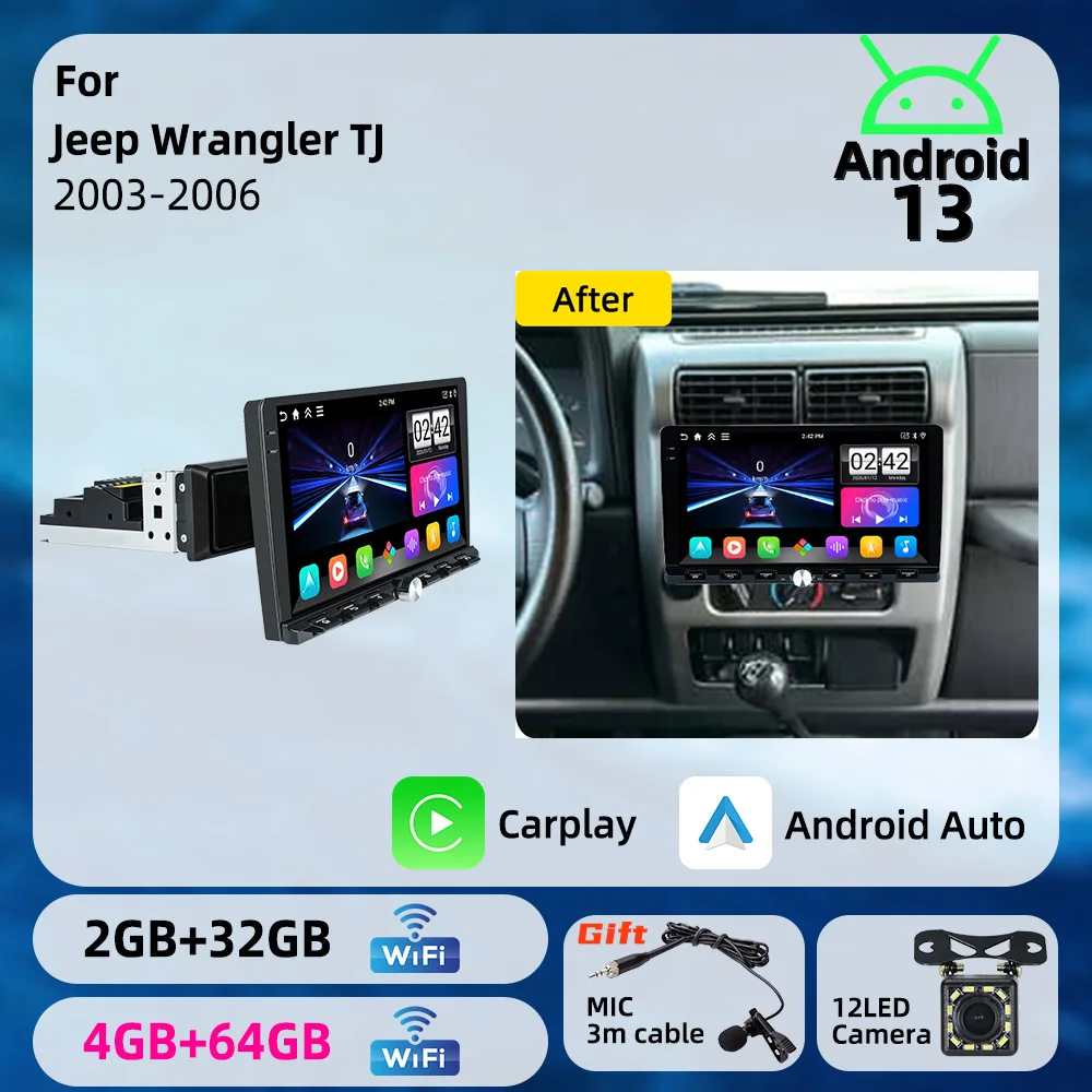 Car Multimedia 1din Head Unit Android Car Radio Autoradio Screen Stereo for Jeep Wrangler TJ 2003-2006 9
