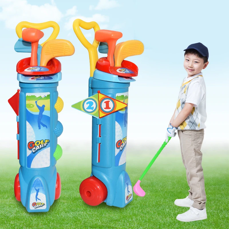 Parent-child Golf Practice Fun Indoor Outdoor Sports Fitness Toy Set with Balls Clubs Bases Flags