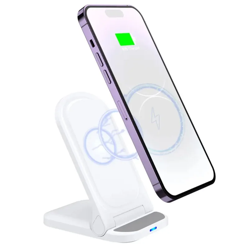Foldable Magnetic Wireless Charger Stand Portable Fast Charging Station Multi Angle Adjustable Phone Charging Holder Compatible