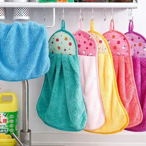 3pcs Coral Fleece Fingertip Towel, Hanging Towel For Wiping Hands, Household Dishwashing Cloths For Bathroom, Bathroom Supplies