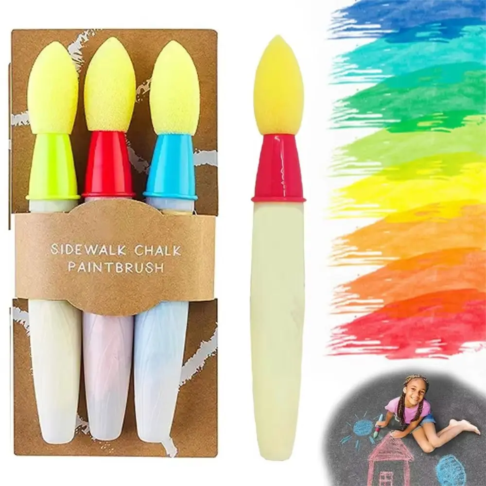

Sponge Head Brush Sidewalk Chalk Paint Brush Set Painting Comfort Thick Handle Chalk Brush Card Making Environmentally Friendly