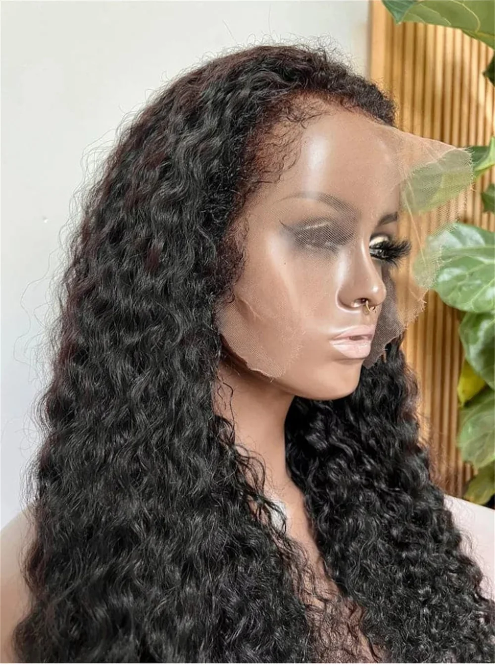 Натуральный Черный Длинный 180 Плотность 26 дюймов Мягкий Бесклеевой Кудрявый Глубокий Парик Фронта Шнурка Для Женщин С Волосами Младенца Предварительно Собранные Ежедневно