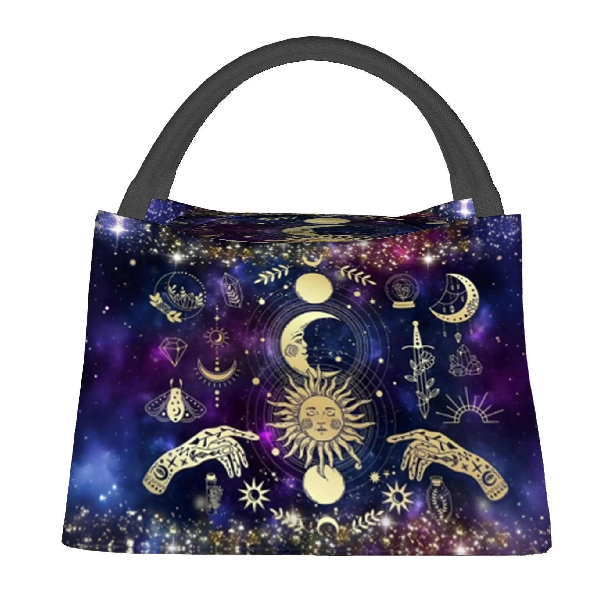 Celestial Magic Art Lunch Bag Insulated Thermal Tote Bag Reusable Portable Oxford Fabric Carryall