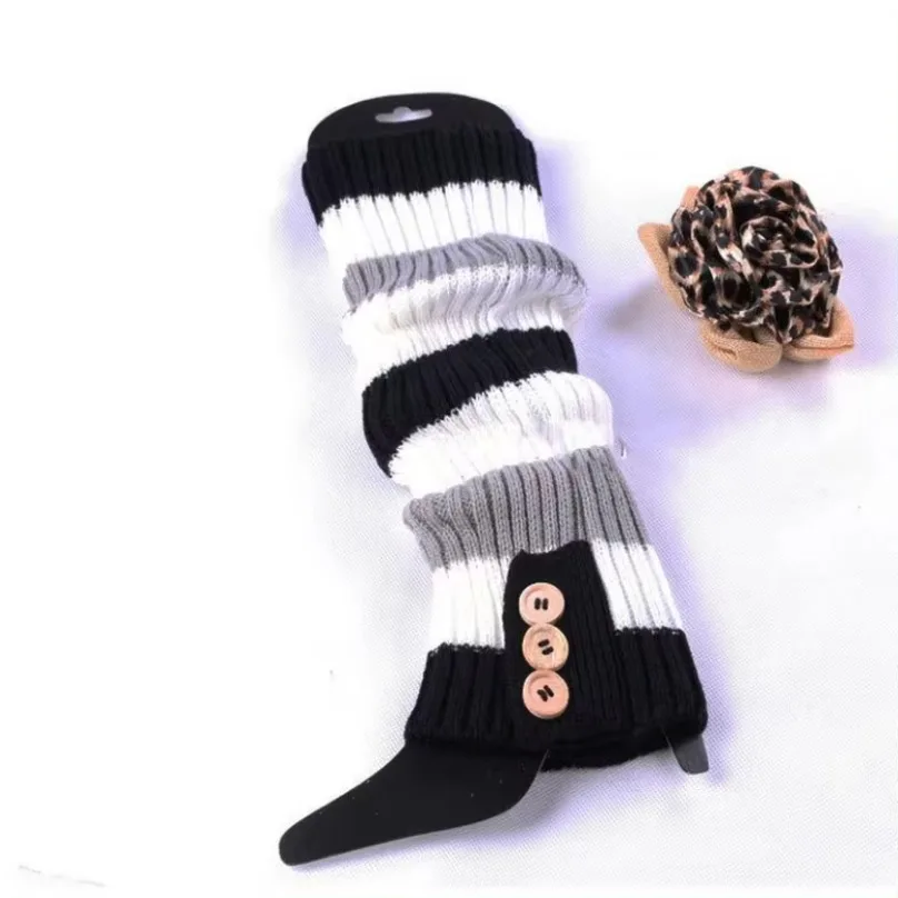 

Boot Socks Women Leg Warmers Ankle Winter Warm Stretch Knitted Slouch Thermal Harajuku Japanese Striped Sox Ladies Female Bottom