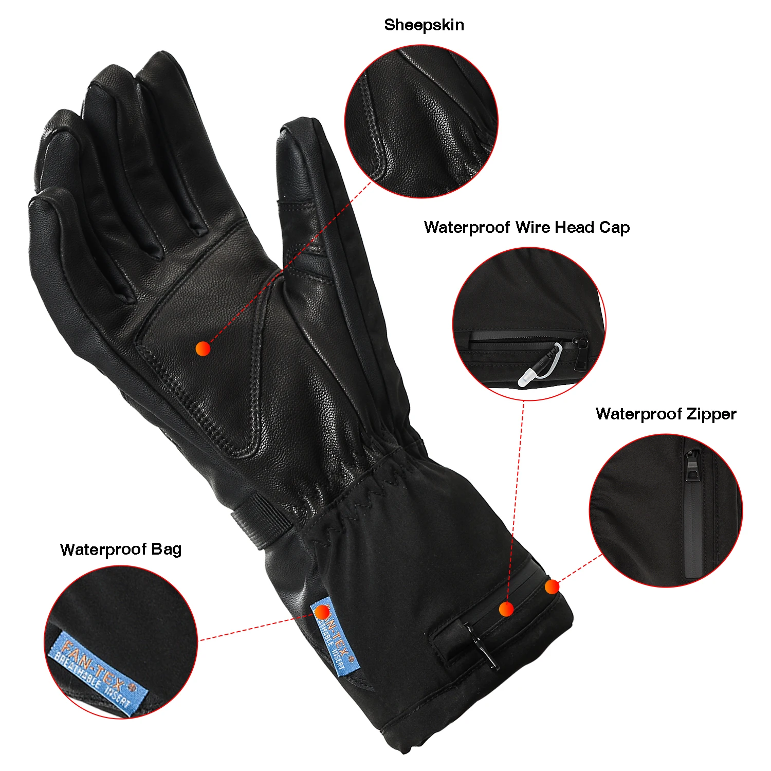 

7.4v 2200mah Battery Rechargeable Electric Heated Gloves Winter Waterproof Ski Heated Gloves Liners