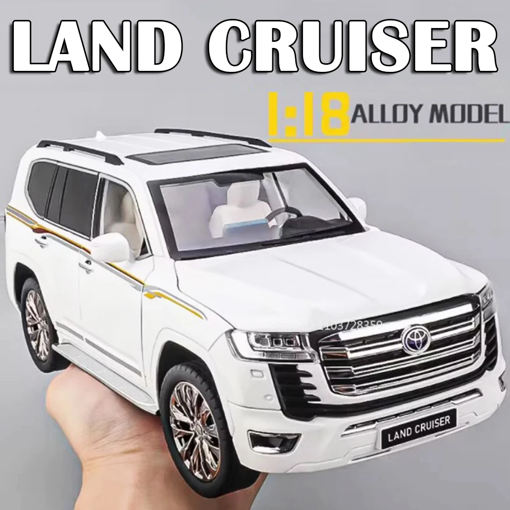 

1:18 Car Model Land Cruiser LC300 Miniature Toys Alloy Diecast Prado SUV Models Sound Light Doors Opened Pull Back for Kids Gift