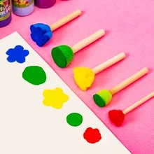 

Wooden Handle Mushroom Head Sponge Brush Children DIY Painting Sponge Seal Set Paint Graffiti Create Unique Art Brush