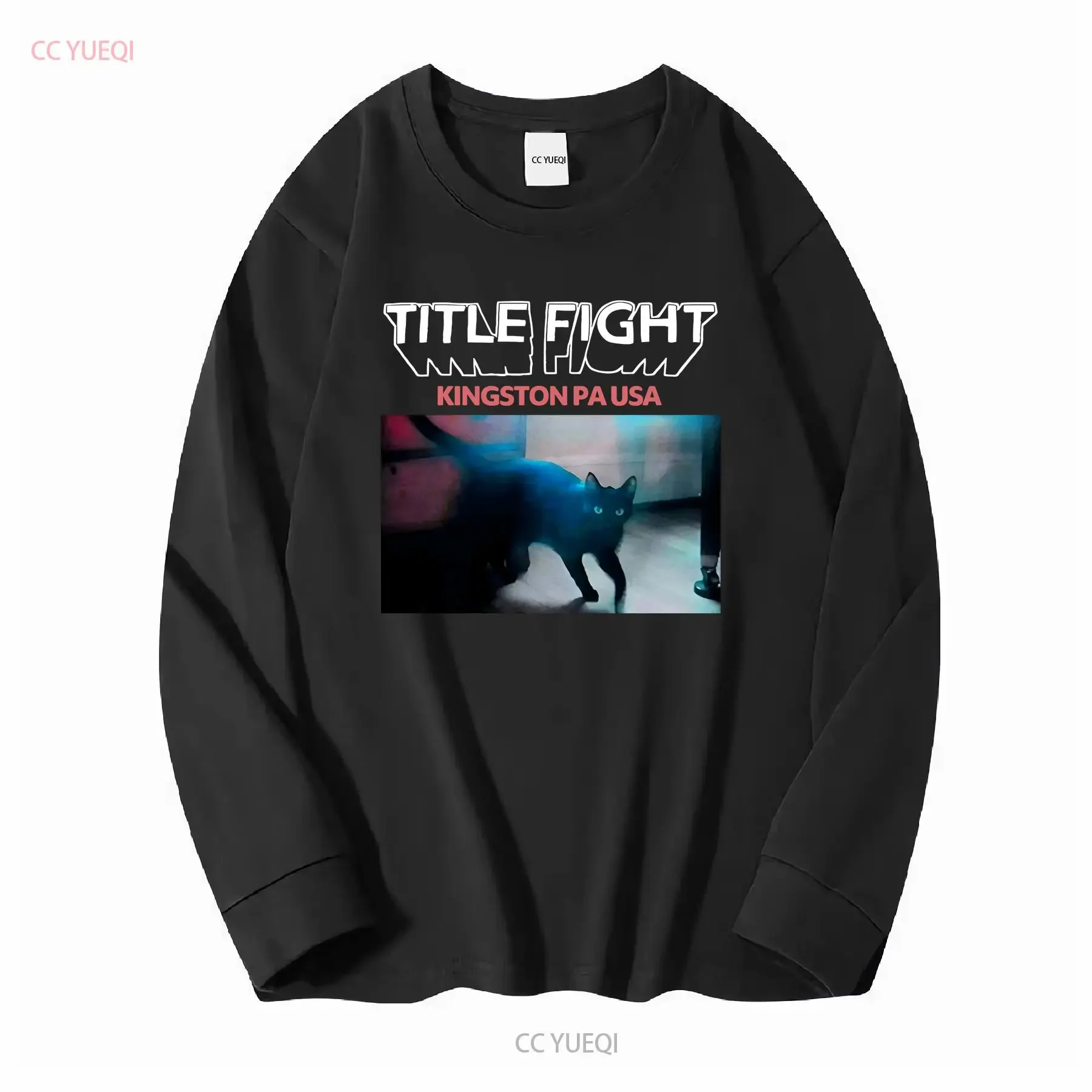 Vtg Title Fight Band Music Lover Heavy Cotton Black T Shirt C2210 long sleeves vintage Washed Breathable fashion Soft