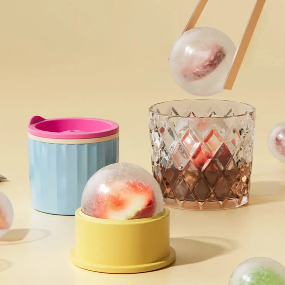 2PCS Silicone Bar Ice Ball Maker Anti Odor Trans Dust Lid Refrigerator Ice Ball Mold Non-stick Leak-proof Ice Cube Mold Party