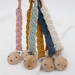 Vintage macrame Pacifier Clip Baby Cotton infinity Pacifier Chain for Newborn Teething Soother Chew Dummy Clips Hand Made