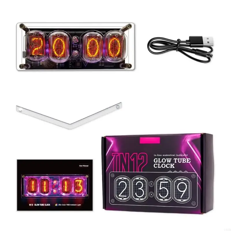 

2025 New Retro Glow Glass Display Desktop Clock With Clear Acrylic Base And Accurate Timekeeping Time Display Decors