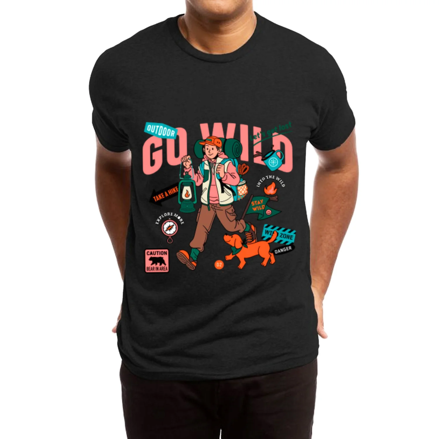 Camiseta gola redonda com estampa dos desenhos animados, algodão puro, tecido elástico respirável, estilo casual, viajante diário, verão, 2024