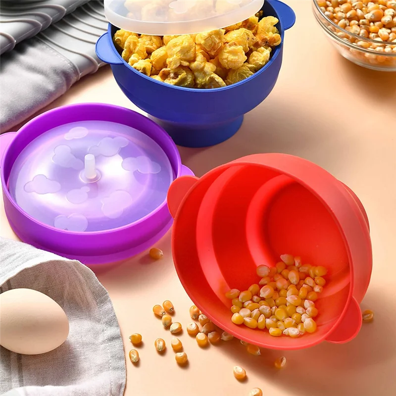 Bol de four pliable, bol à pop-corn rond et Portable avec couvercle pour usage domestique, offre spéciale
