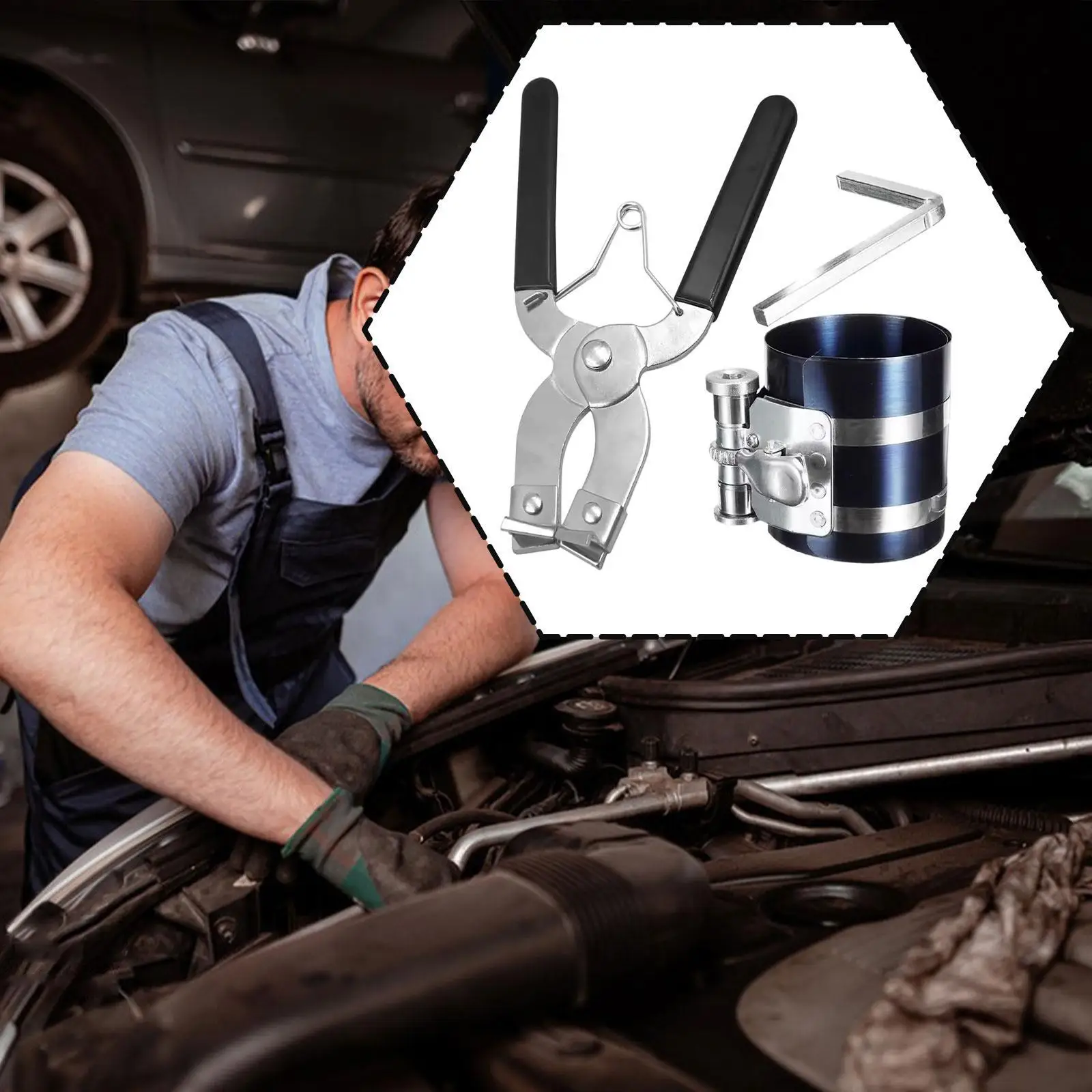 

Piston Ring Compressor Tool Piston Ring Pliers Anti Backward Gear Removal Kit Auto Repair Tools