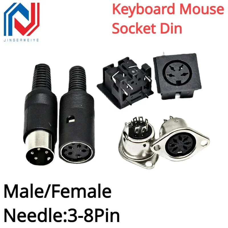 5Pcs/lot S Terminal 3/4/5/6/7/8P Pin/Core Midi Male Connector Female Connector Plug Computer Large Keyboard Mouse Socket Din