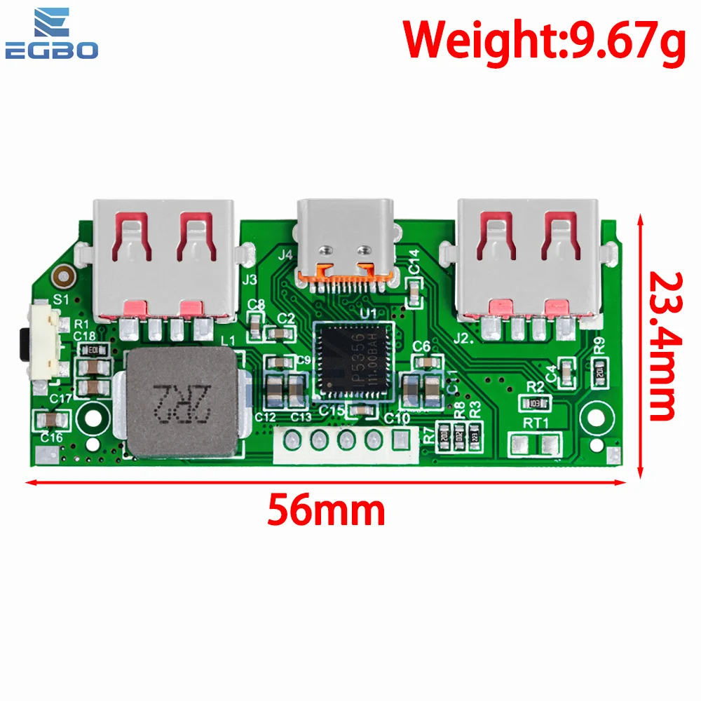 5V 3A Lithium Battery Digital Display Fast Charging Module IP5356 TYPE-C Micro USB QC3.0 2.0 PD3.0 PD2.0/AFC/FCP