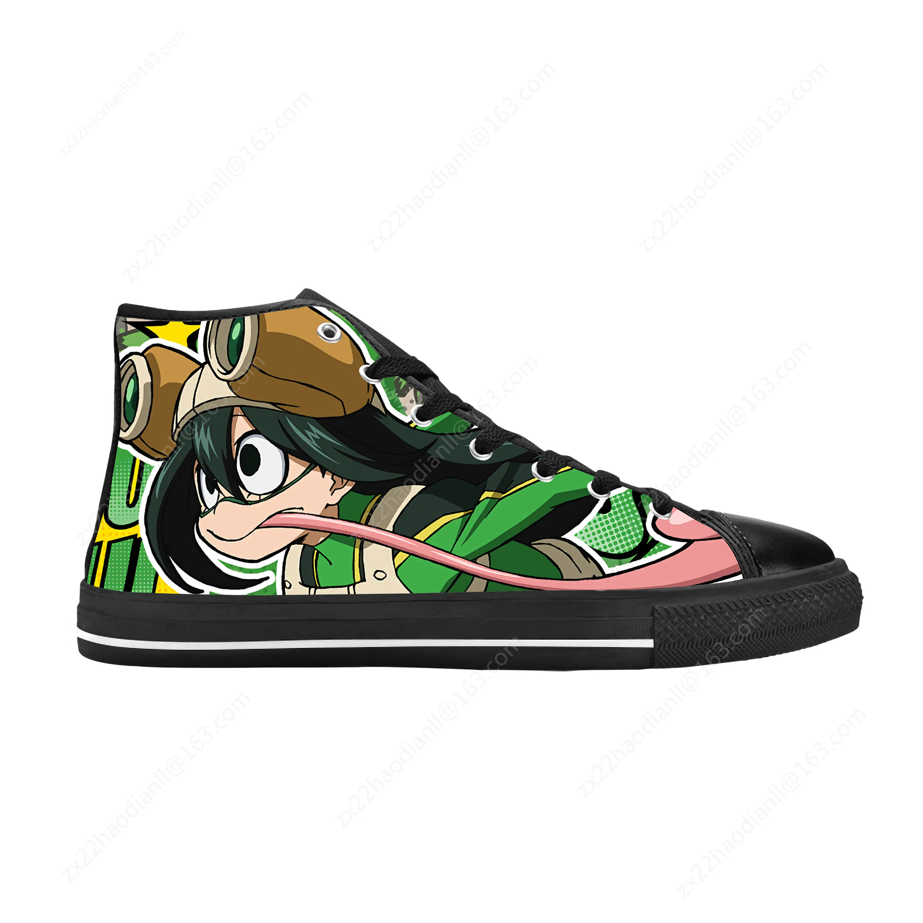 Japanese Anime My Hero Academia Asui Tsuyu Froppy Casual Cloth Shoes High Top Comfortable Breathable 3D Print Men Women Sneakers