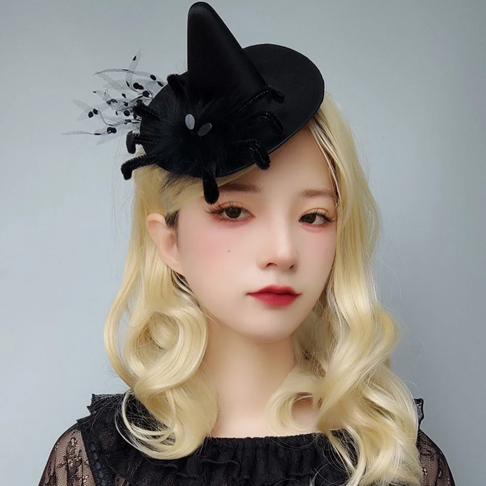 

1pc Wizard Mini Hat Hairpin Cute Gothic Spider Design Party Headwear For Women Kids Halloween Costume Accessory Decor