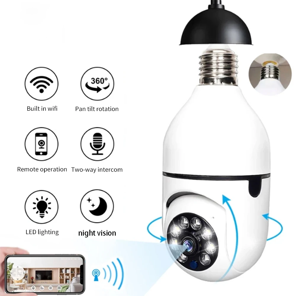 V720app Blub Wifi Afstandsbediening Bewaking Led Licht Ir Nacht Bewegingsdetectie Indoor Outdoor Bewakingscamera