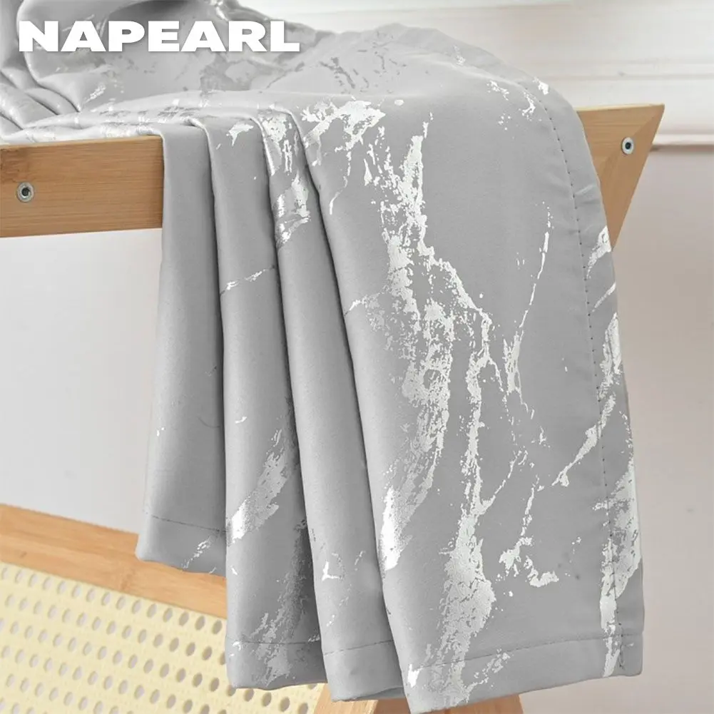 NAPEARL Silver Foil Printed Curtains Thermal Insulated Grommet Top 100% Polyester 1PC