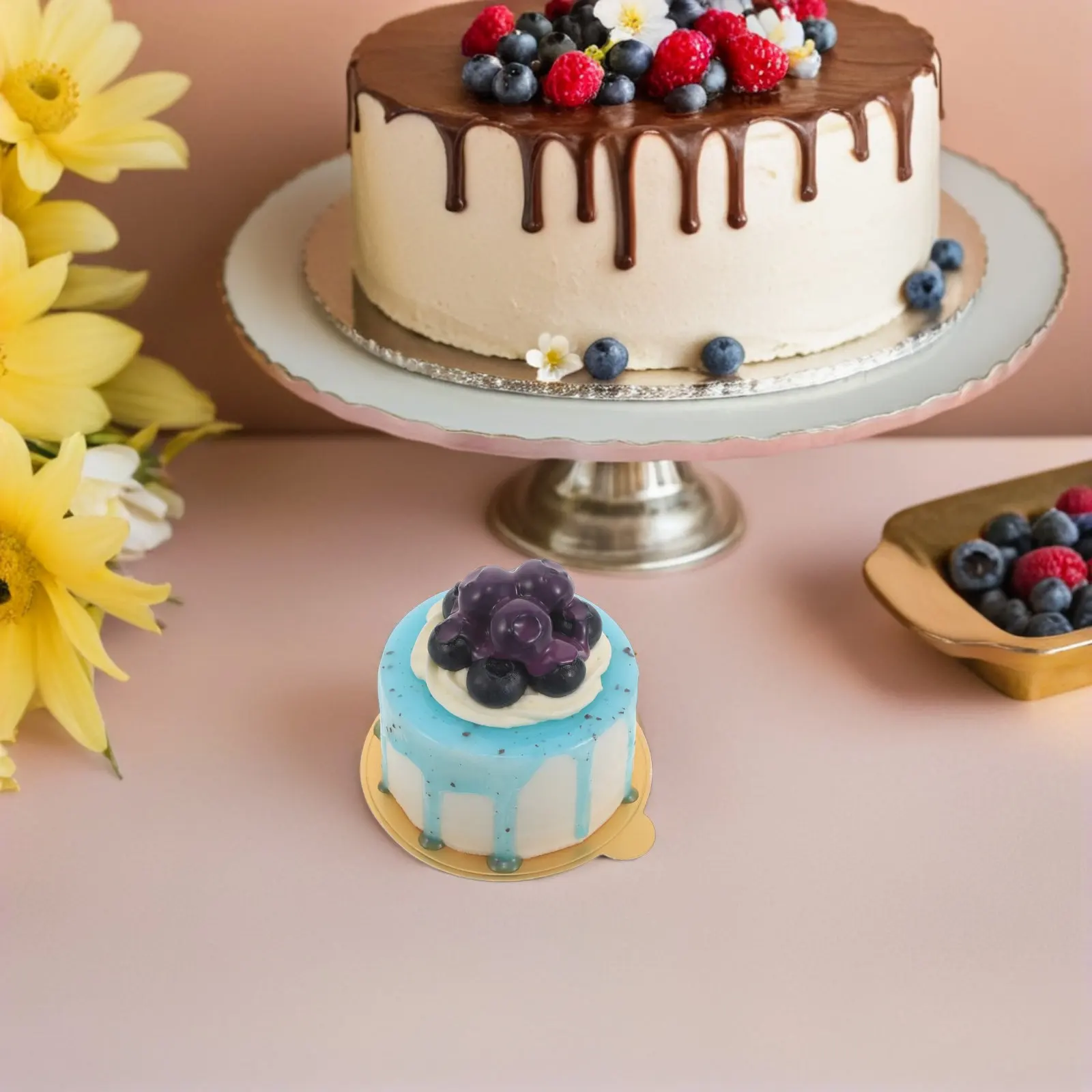 Simulated Jam Fruit Cake Refrigerator Magnet Realistic Artificial Birthday Cake Blueberry Home Kitchen Wedding Party Table