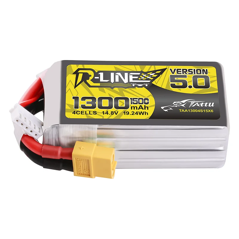 Imagem -05 - Bateria Tattu-r-line-lipo para Helicóptero rc Quadcopter Fpv Racing Drone Parts Plugue Xt60 4s Bateria 5.0 14.8v 1300mah 150c