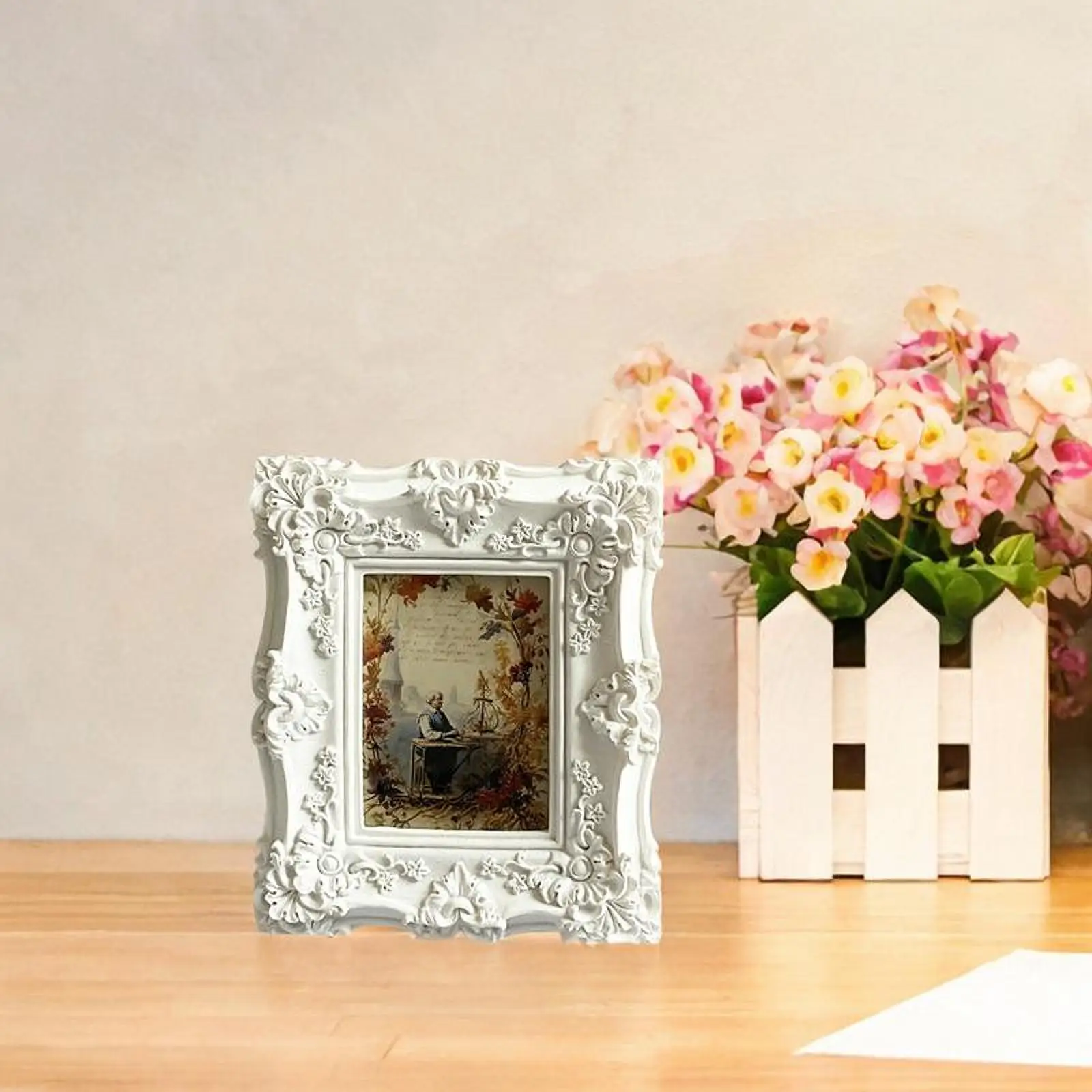 Vintage Photo Frame Rectangular Resin Picture Frame for Desktop Bedroom Wall