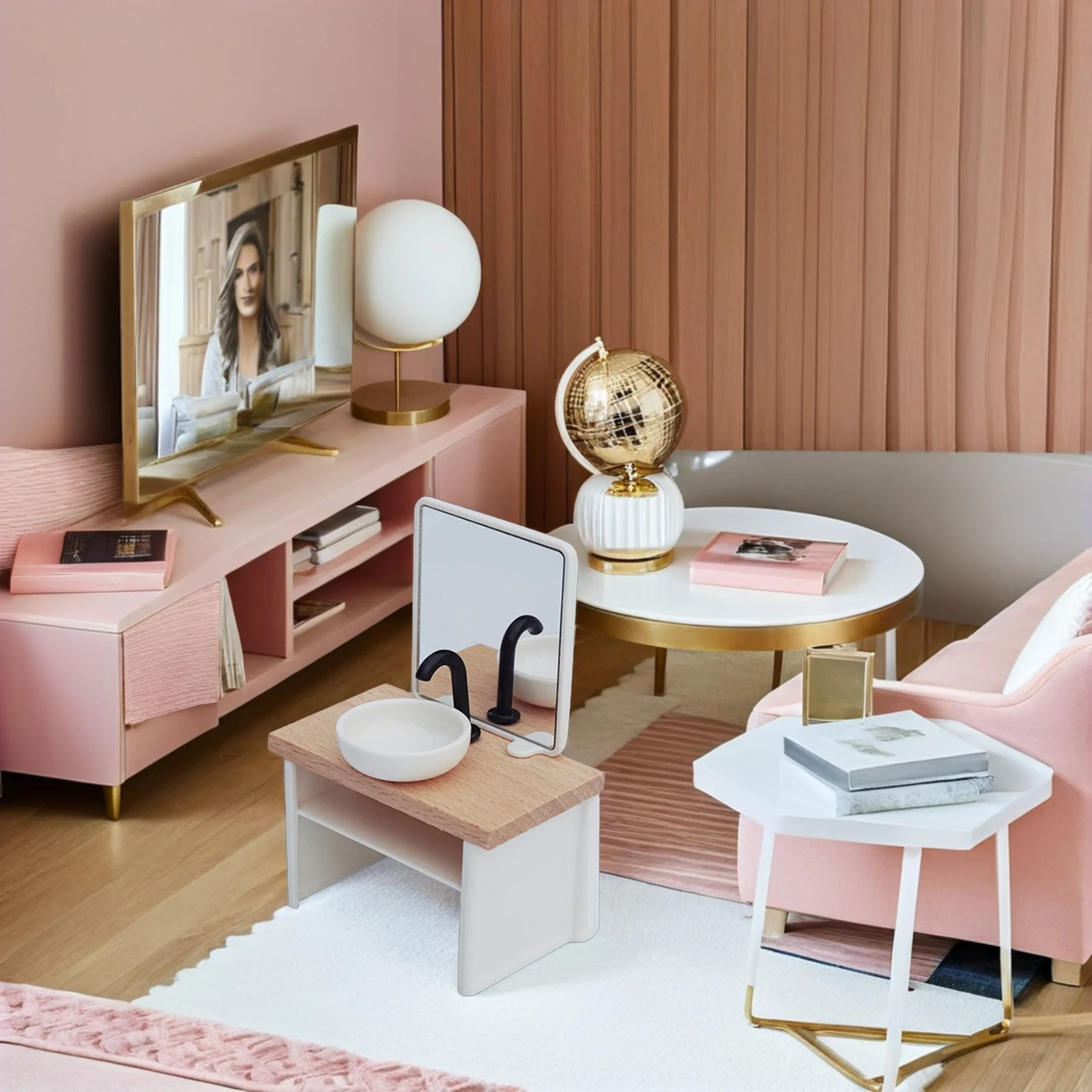 1 Set Mini-Badezimmer-Zubehör-Set: Realistisches Puppenhaus-Möbelset im Maßstab 1:12 für Rollenspiele, Eltern-Kind-Verbindung,