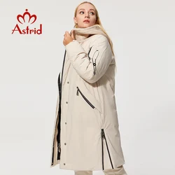 Astrid 2022 Winter Women's Parkas Oversize Fashion Thick Cotton warm Long Jackets Female Coats with Hooded leather Outerwear