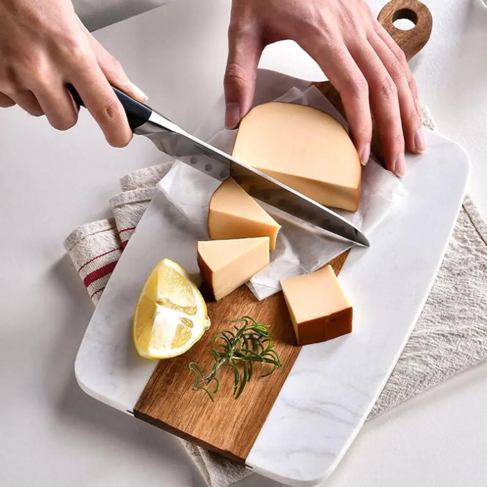 

Marble Splicing Cutting Board Hardwood Chopping Board for Meat Vegetable Kitchen Use Non-Slip Hanging Design Easy