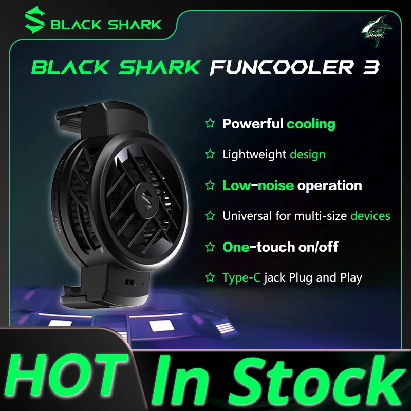 Охлаждающий вентилятор Black Shark FUNCOOLER 3, устройство для быстрого охлаждения для Black Shark 5 Pro, подходит для Android/iOS, ширина 69-85 мм