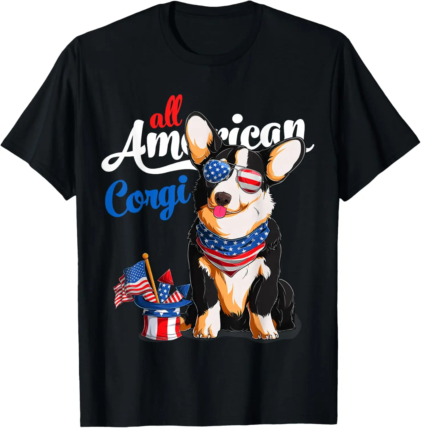 All American USA Sunglasses 4Th Of July Tricolor Corgi T-Shirt Happy labor day,American flag, Patriotic T-Shirt,Patriotic Hearts