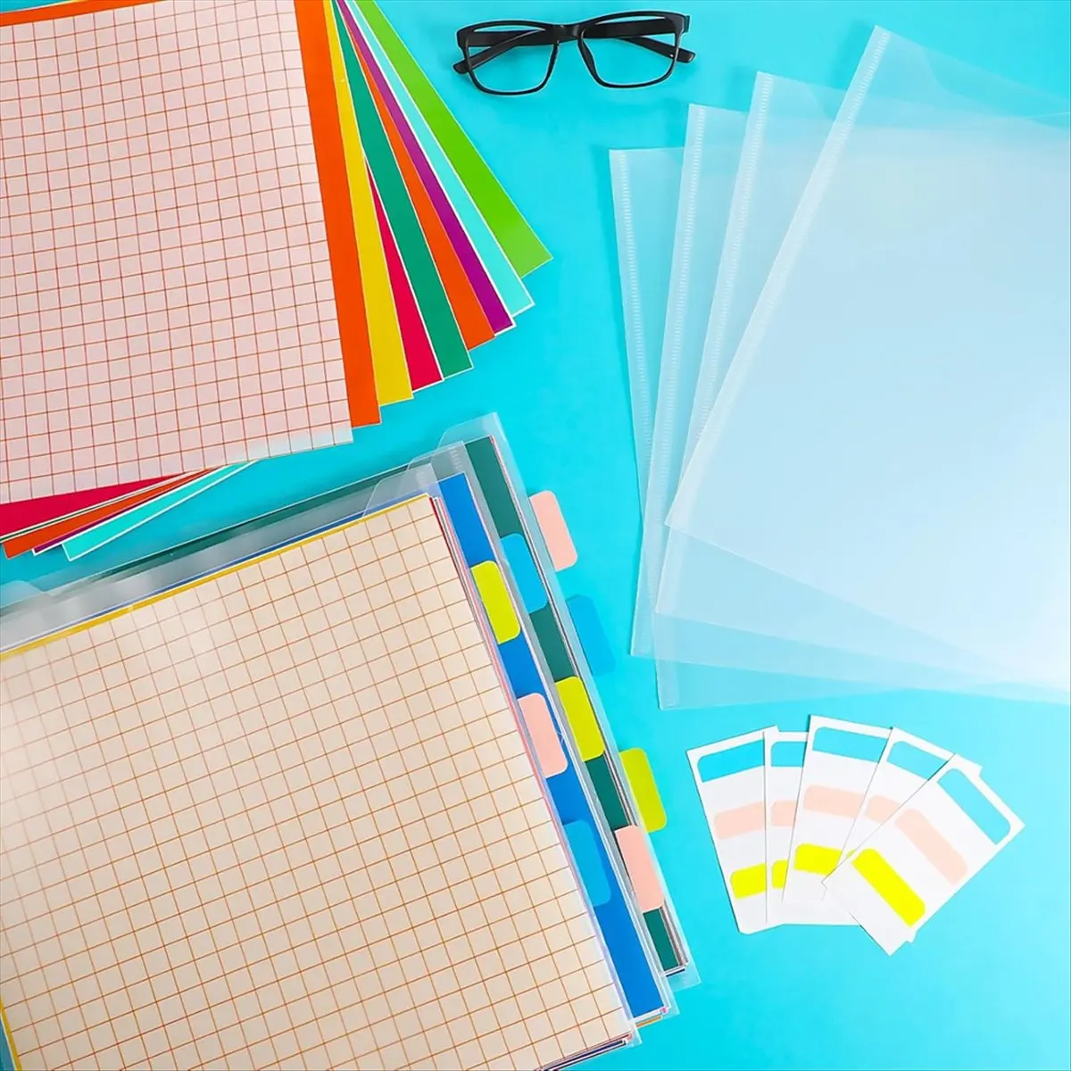 Latest ABBQ-36 Pcs 12x12 Scrapbook Paper Storage Organizer with 90 Pcs Sticky Index Tabs for Holds Scrapbook Paper Cardstock Vin