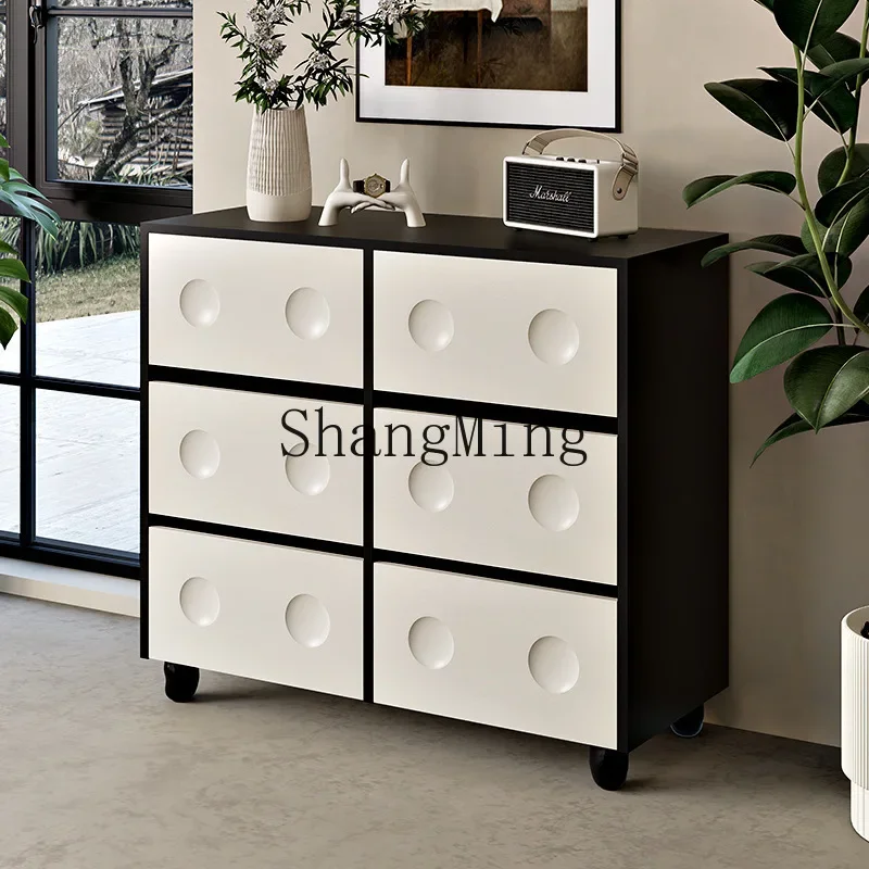 SM Pebble Chest of Drawers Solid Wood Light Luxury High-End Feel Living Room  Cabinet Bedroom Bedside Storage Cabinet