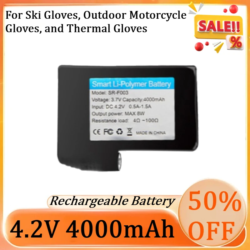 

New 3.7V 4000mAh Electric Heating Glove Battery, Suitable for Ski Gloves, Outdoor Motorcycle Gloves, and Thermal Gloves