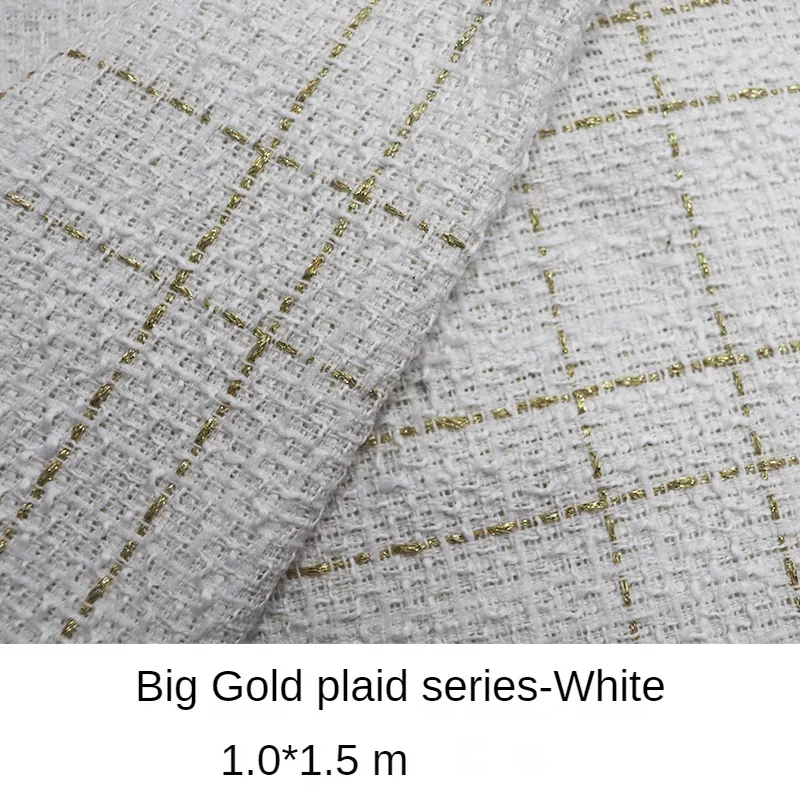 Tweed Fabric By The Meter for Coat Bag Waistcoat Skirt Diy Needlework Sewing Thick Soft Warm Cloth Plaid Striped White Pink Blue