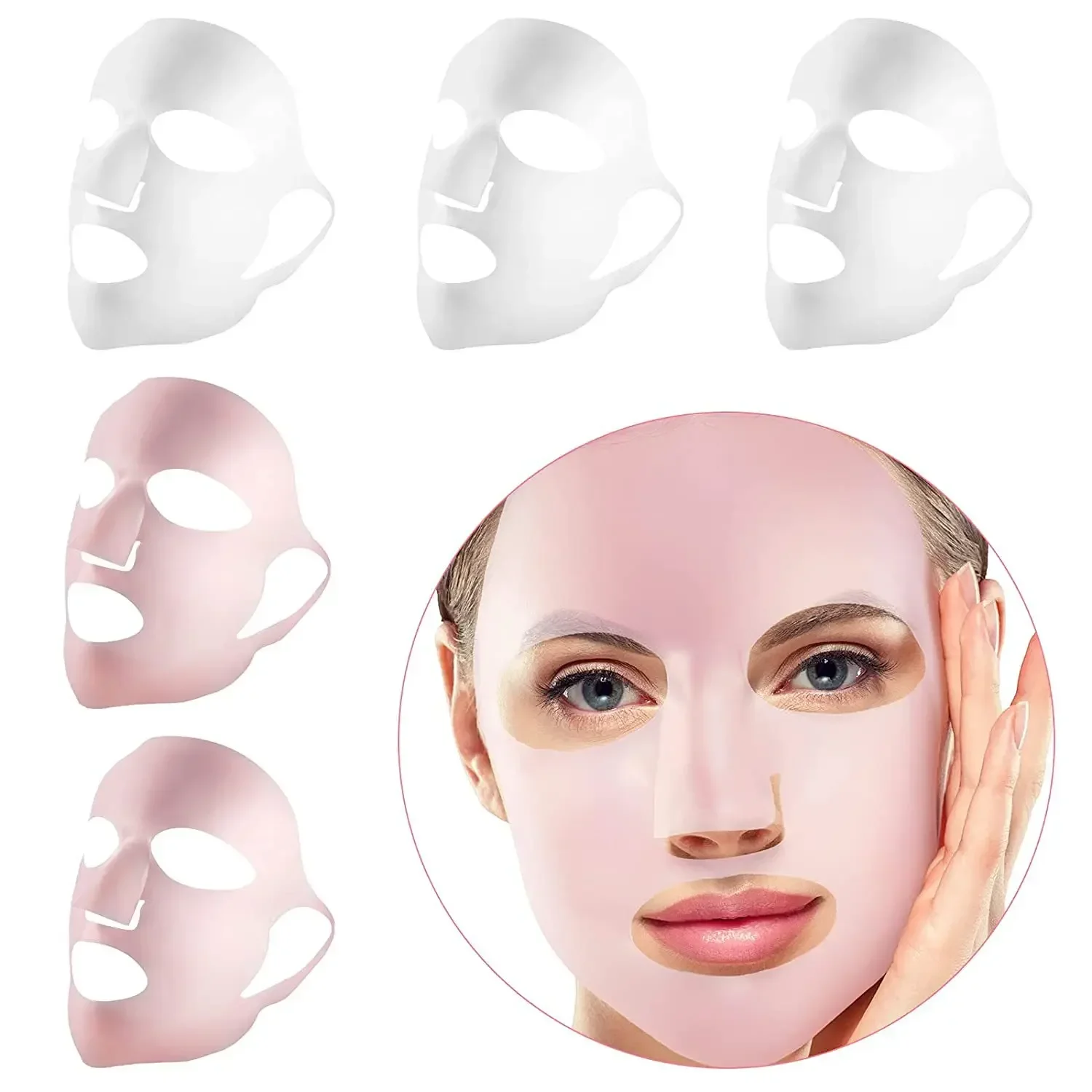 Silicone Facial Mask Cover Reusable Ear Hanging Anti-aging Moisturizing Face Shield Double Absorption Anti Evaporation Mask