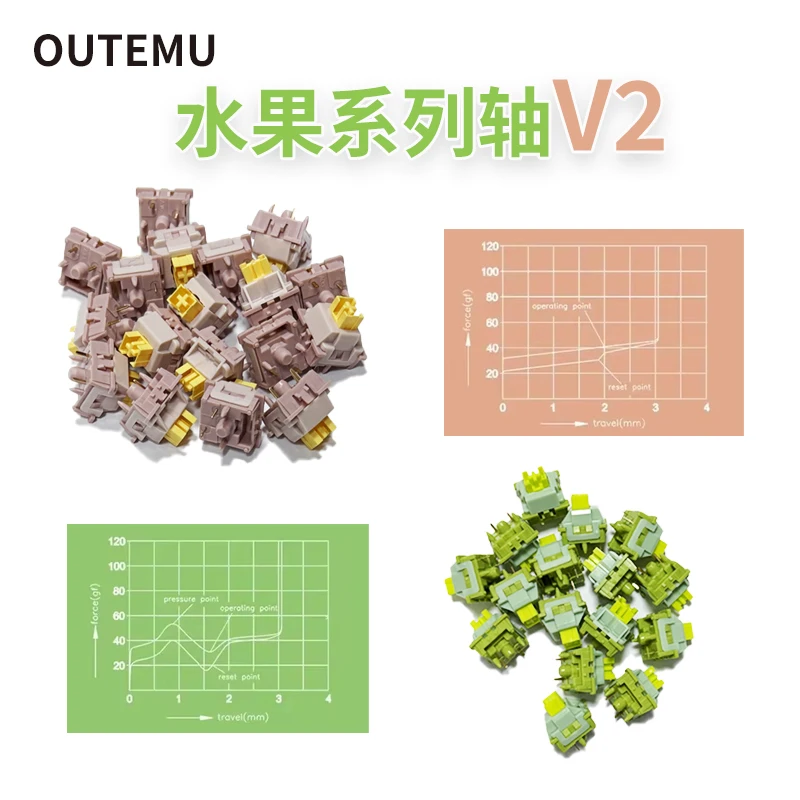 

Outemu Silent Peach V2 Switch Lubed Update Silent Lemon V2 Switches Mechanical Keyboard Linear Tactile 5Pin Custom Hot-swap DIY