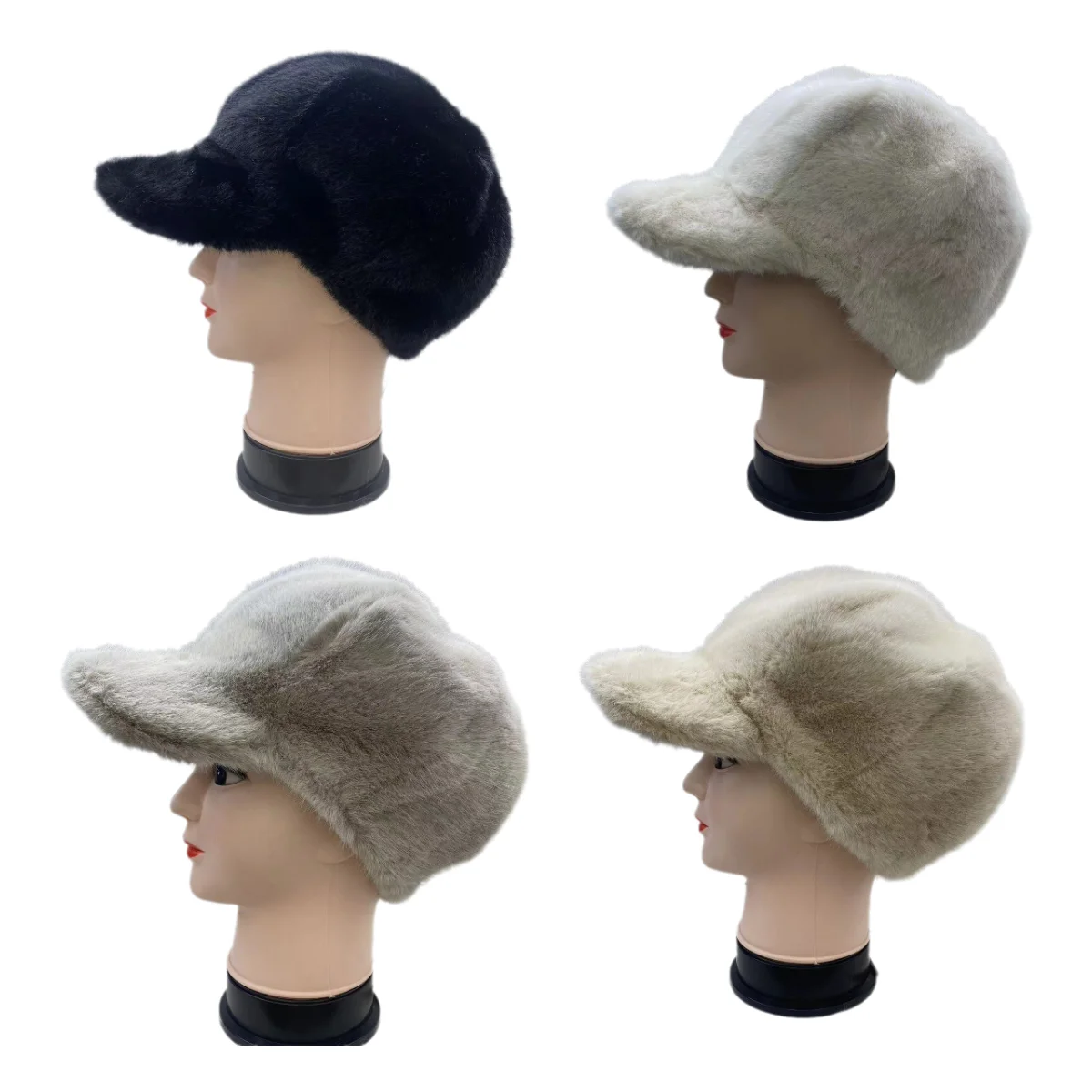 

Woman Winter Warm Earmuffs Peaked Cap Concise Solid Color Versatile Baseball Cap Imitation Mink Fur Fashion Trend Duckbill Hat