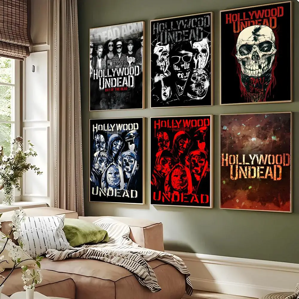 Band Hollywood Undead Poster Waterproof Sticky Wall Art Print For Bedroom Living Room Hallway Bar Home Decor