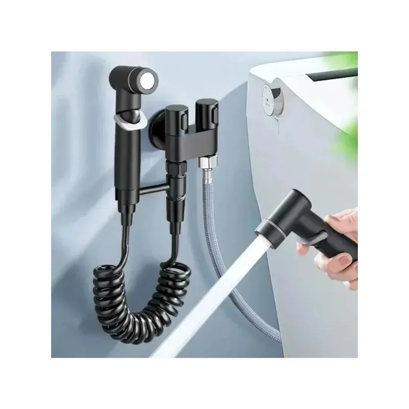 

Угловой клапан из цинкового сплава, настенное крепление, набор распылителей для унитаза и биде, один в два, распылитель для очистки воды для туалета в ванной комнате