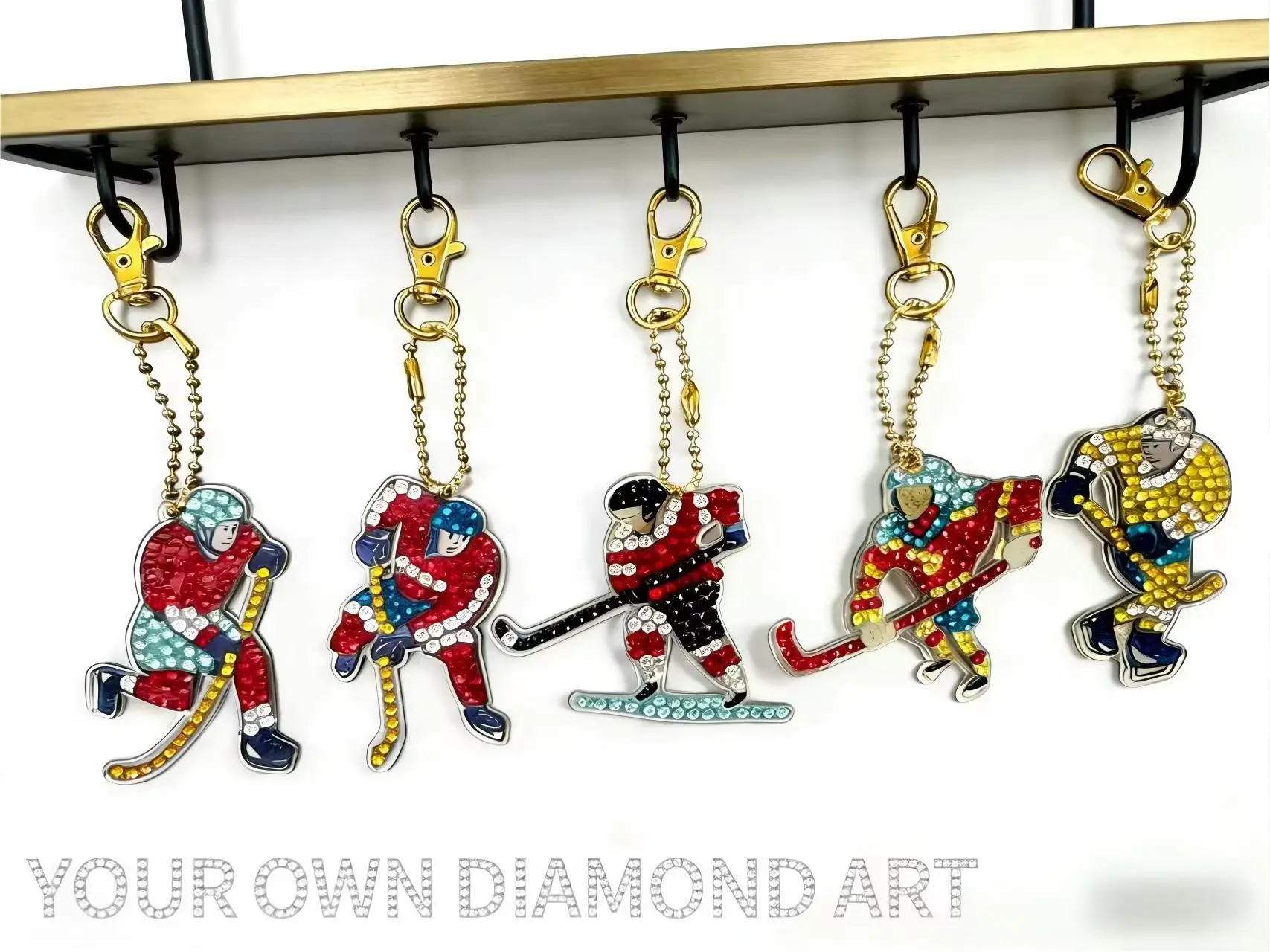 

Ice Hockey Diamond Painting Keychains – DIY Full Drill Diamond Art Kits for Sports Fans Kid's Birthday Gift Backpack Decorative