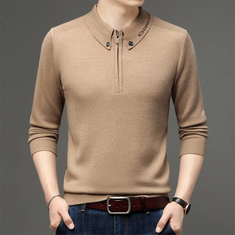 New Autumn Winter High Quality Lapel Woolen Sweater Fashion Loose Pullover Warm Knit Sweaters Male Size 4XL Drop Ship